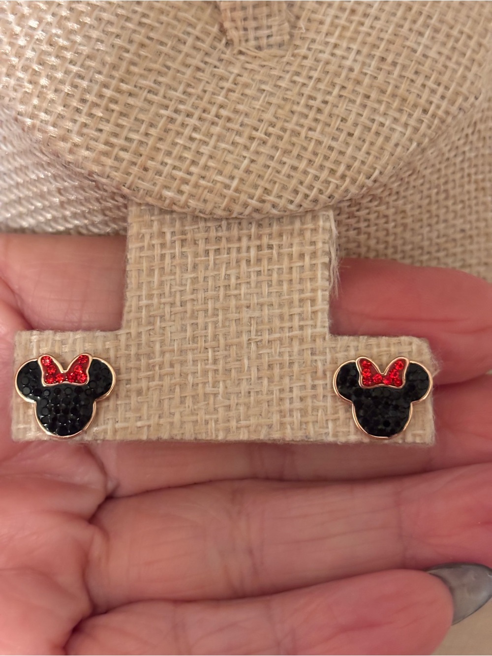 Swarovski Black and Red Minnie Bow Stud Earrings
